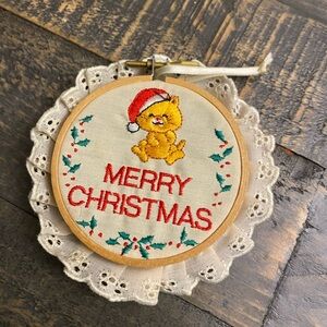 Vintage Russ Merry Christmas Car Ornament Embroidery Hoop